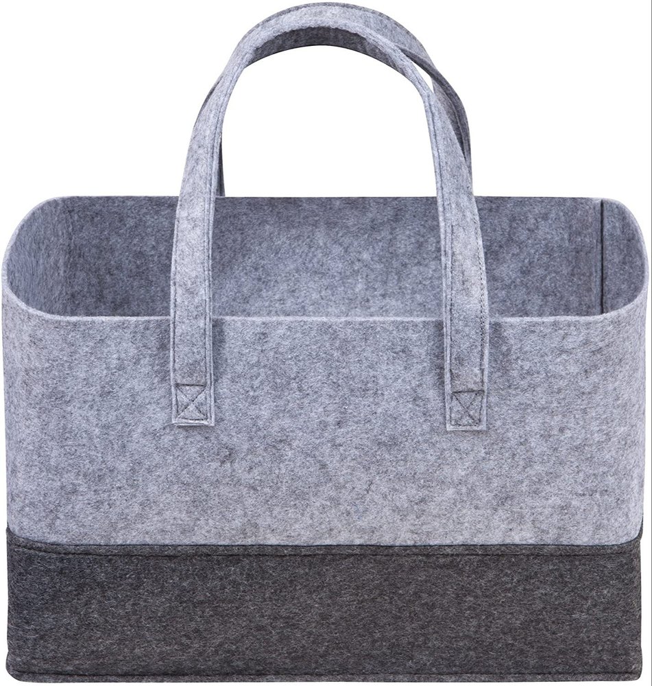 Felt Essential Storage Tote Basket(Light Grey and Dark Grey), Size/Dimension: 15 In X 10 In X 10 In