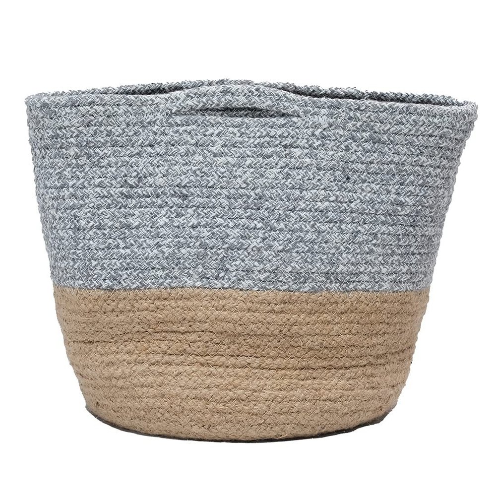 Cotton Grey, Brown Round Handicraft Basket, 1000 Gm