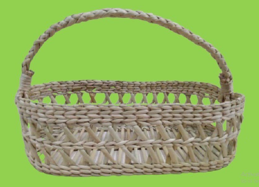 White Kauna Oval Storage Basket, Size: 10.5 X 8 X5 Height Inch img