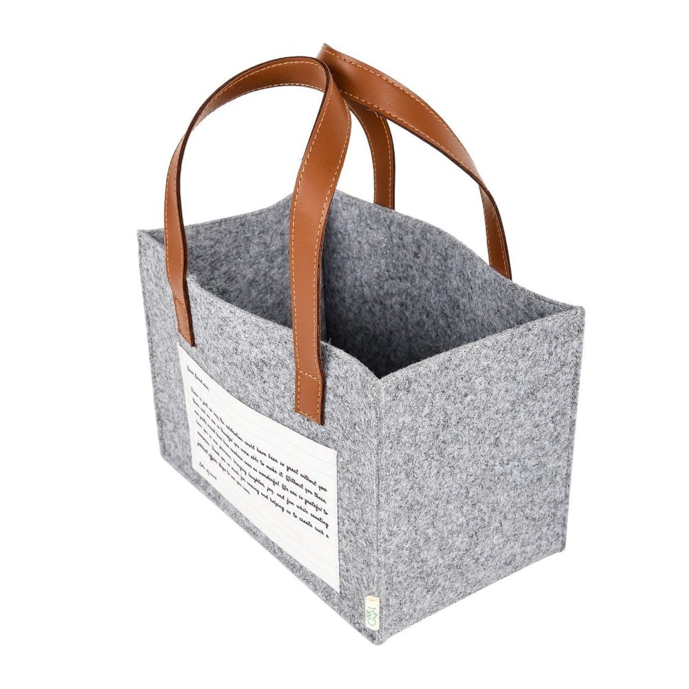 Rectangular Grey Felt Basket, 150 Gm Approx