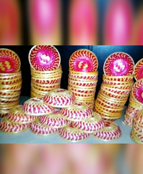 Bamboo Round Basket Of 10 Pink Roses, 40gm, 6 X2.5