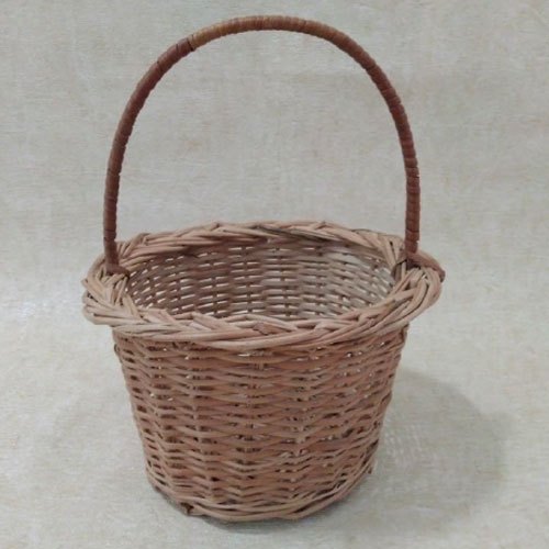 Brown Willow Flower Basket With Handle