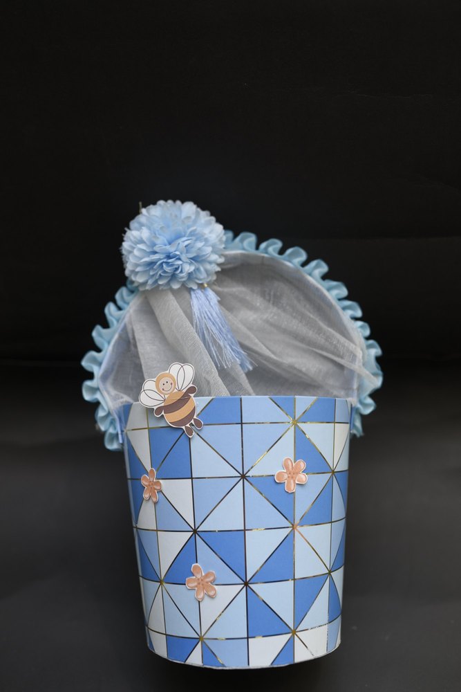 Blue Kappa board Baby Announcement Basket, Size/Dimension: 7inch By 5 Inch, Laminated Paper img