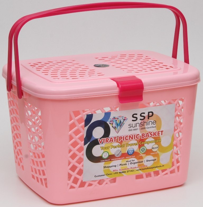 With Handle Natural Virat Baby Plastic Basket, For Home, Size: 420*320*270 mm