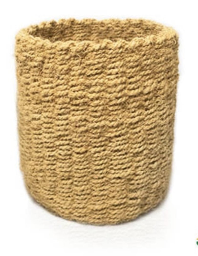 Brown Round Coir Rope Weaved Basket, Size/Dimension: 19 X 10 Inch, Rough