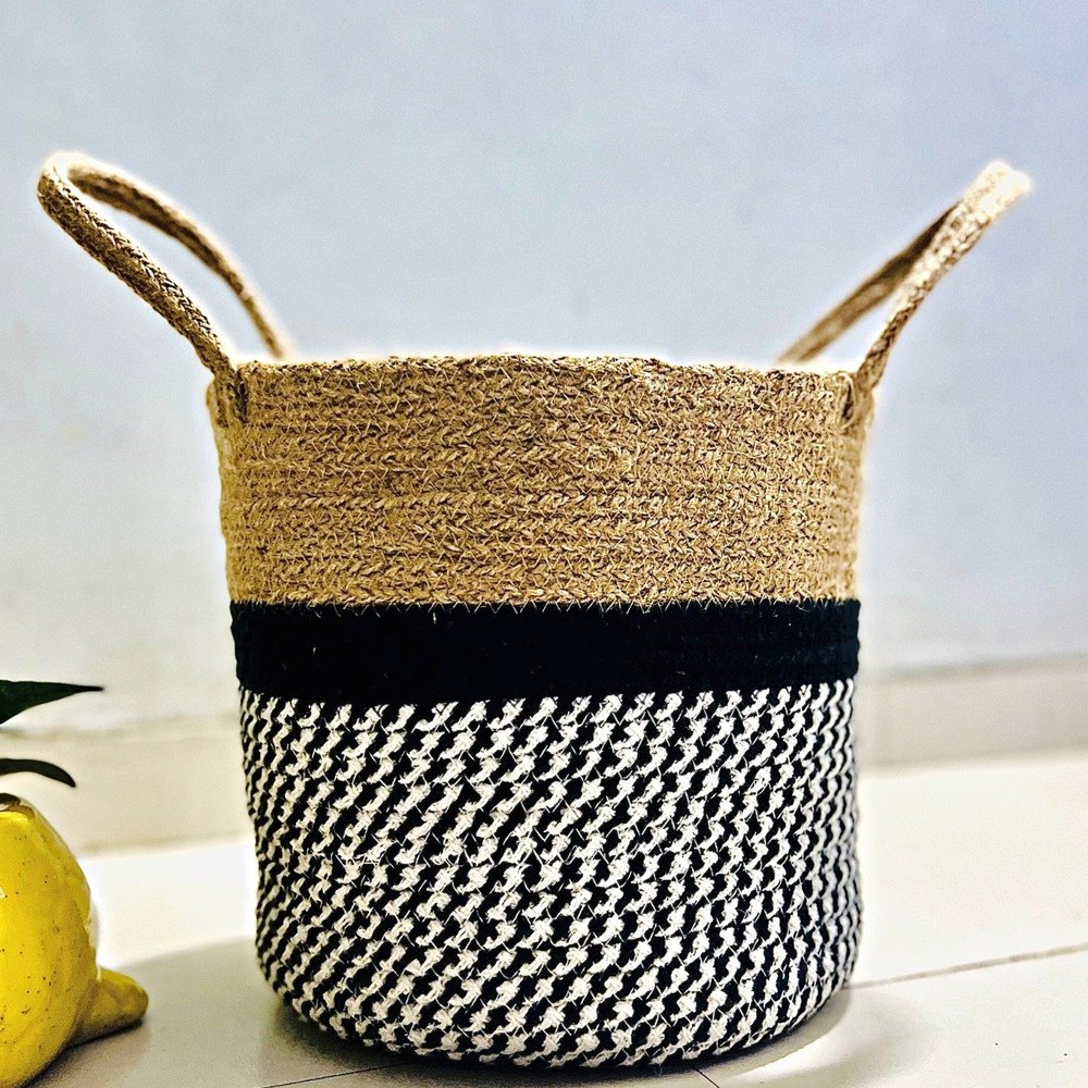 Handled 10 Inch Jute Storage Basket