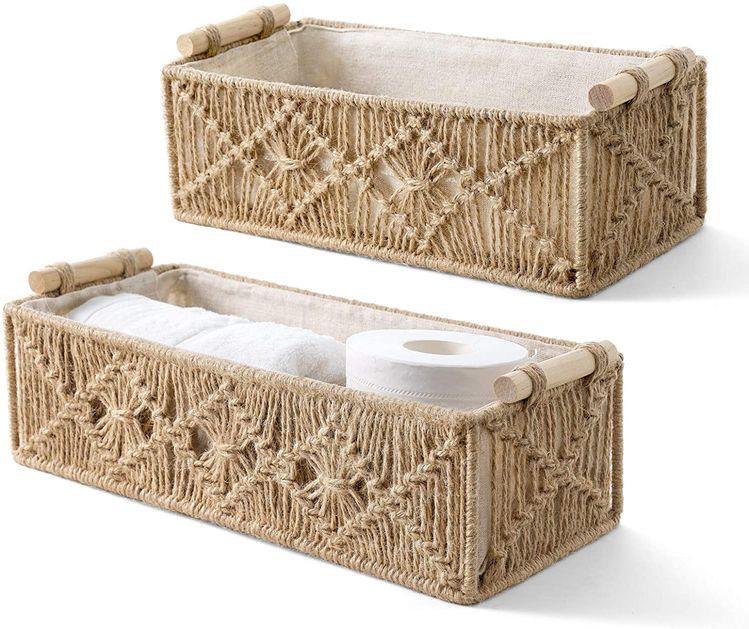 Brown Wooden Cotton Rope Basket, For Home