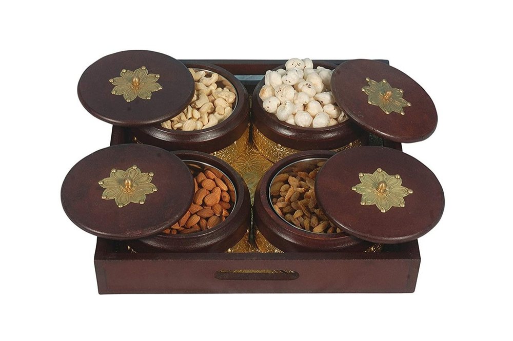 Dry Fruit Wooden Box, Box Capacity: 500 gms img