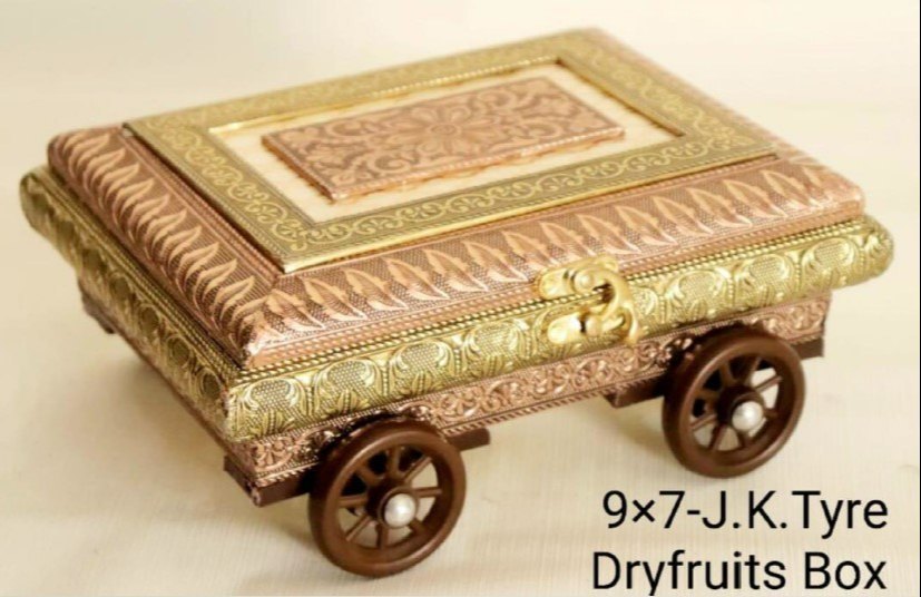 Qalazo Handcrafted dry fruit box with Wheels. (9x7), Box Capacity (In gms): 1000 gms