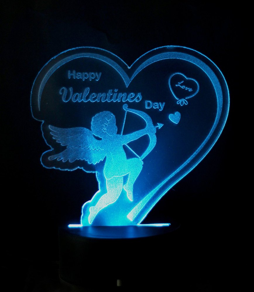 RGB Color valentine day LED Crystal, For Home Decor, 18 cm X 16 cm img