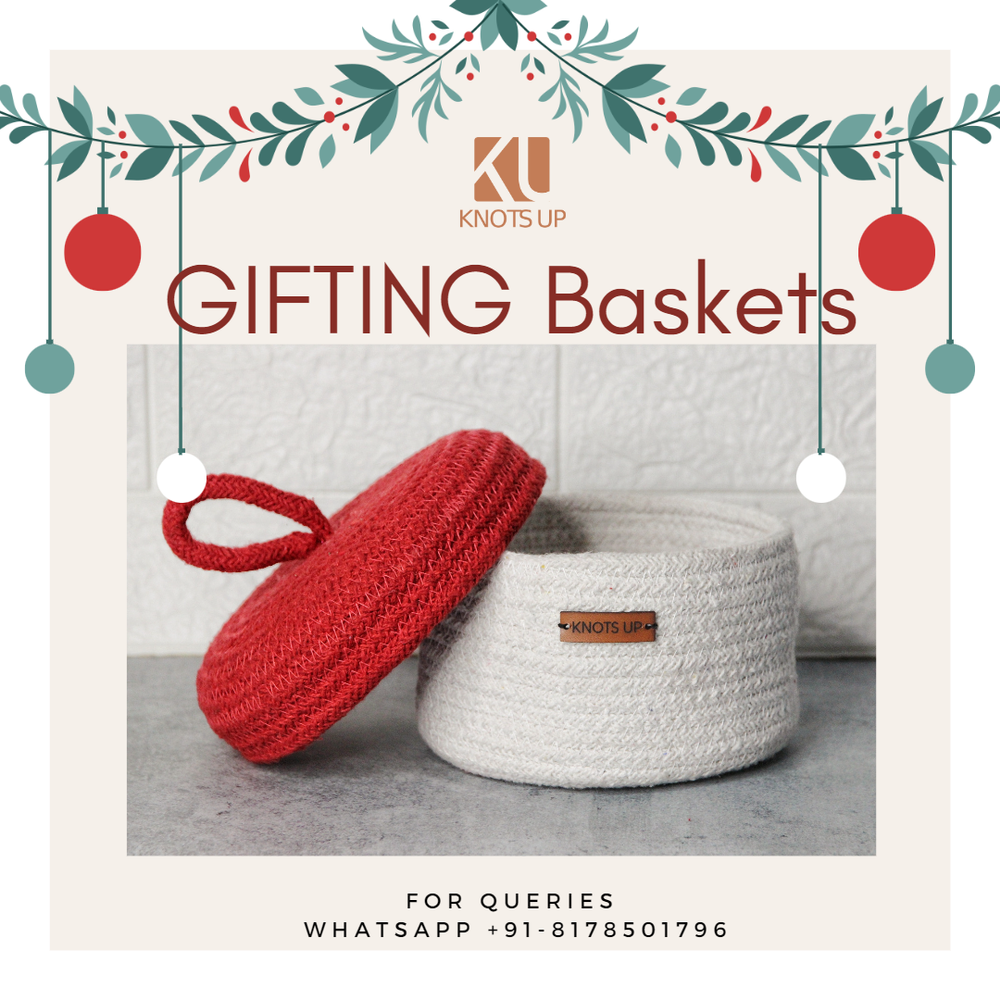 Red Rope Christmas Gift Baskets, 15x16cm