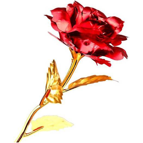 Rangoli Artificial Red Gold Plated Rose, Size/Dimension: 15