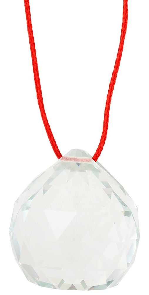 Polished Kesar Zems Glass Crystal Ball with Thread (3 cm x 3 cm x 3, Clear)