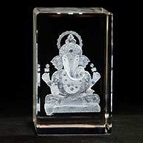 Crystal 3D Laser Engraving Ganesha Crystel Cube img