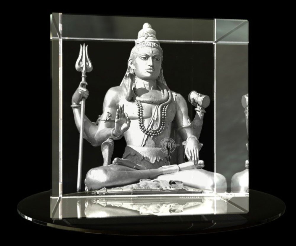 Transparent Crystal Glass Lord Shiv Crystals Cube Paper Weight, For Office, Size/Dimension: 6x6x6inch