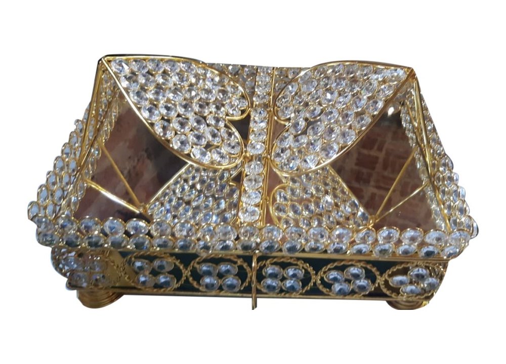 Golden Square Crystal Box, For Storage, Size/Dimension: 8x8inch img