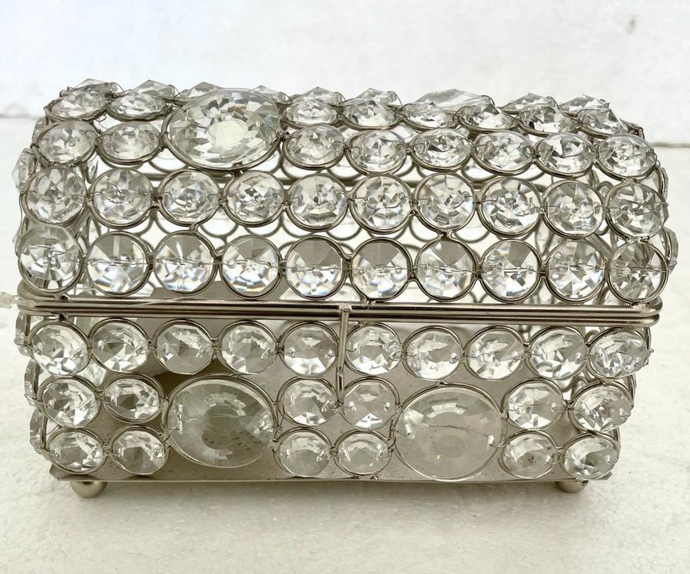 Rectangle Silver Rectangular Crystal Jewellery Box, For Home, Size/Dimension: 12 X 12 X 6inch