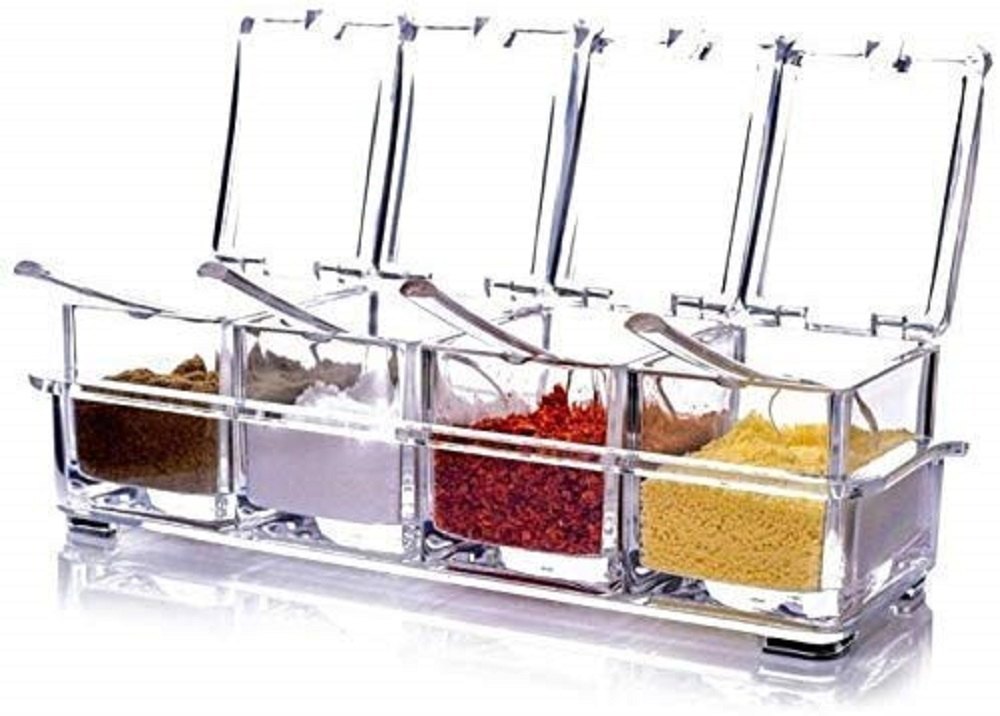 Transparent Acrylic CRYSTAL SEASONING BOX, Size/Dimension: 10 X 10 X 5 Centimeters