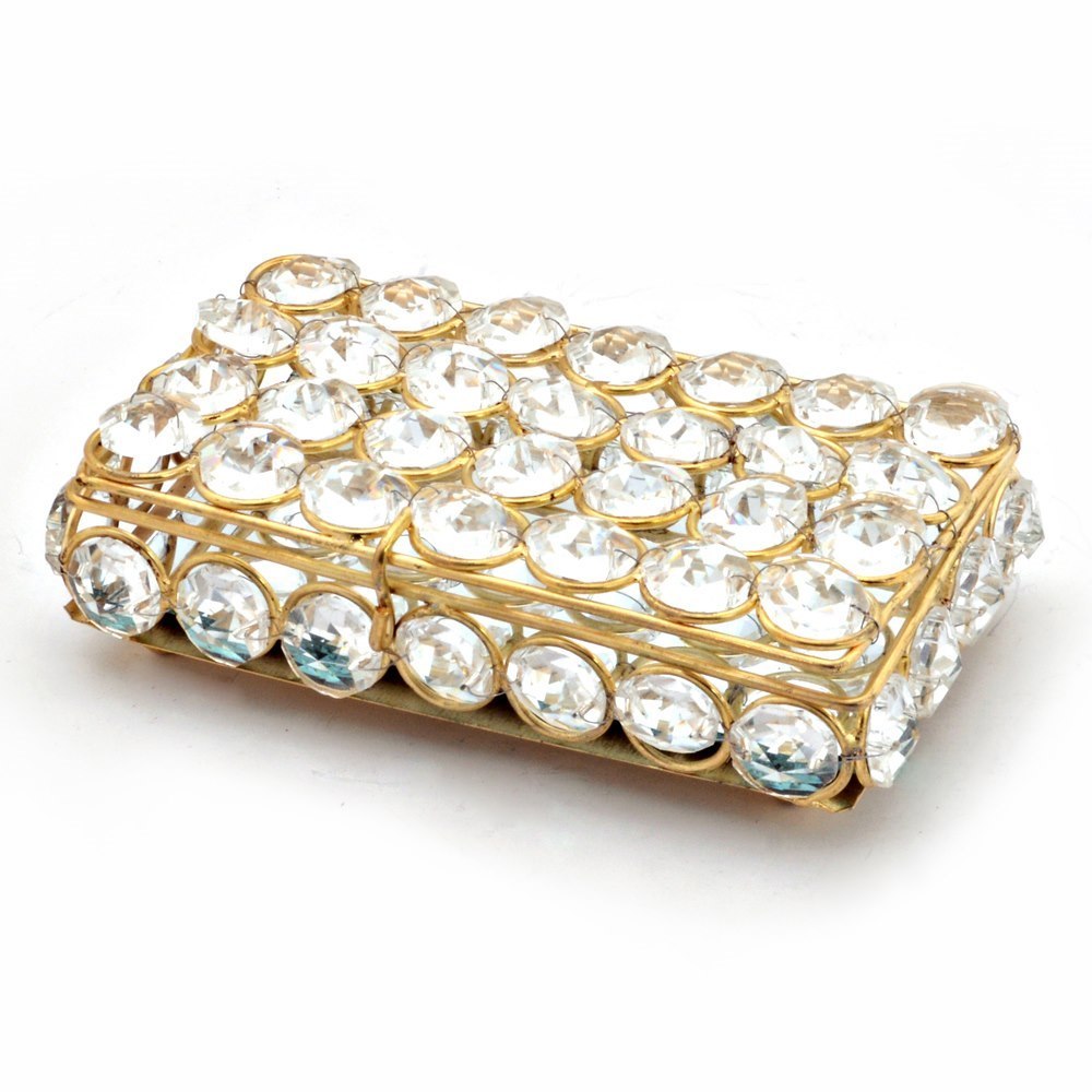 White Traditional Designer Brass Crystal Box 280