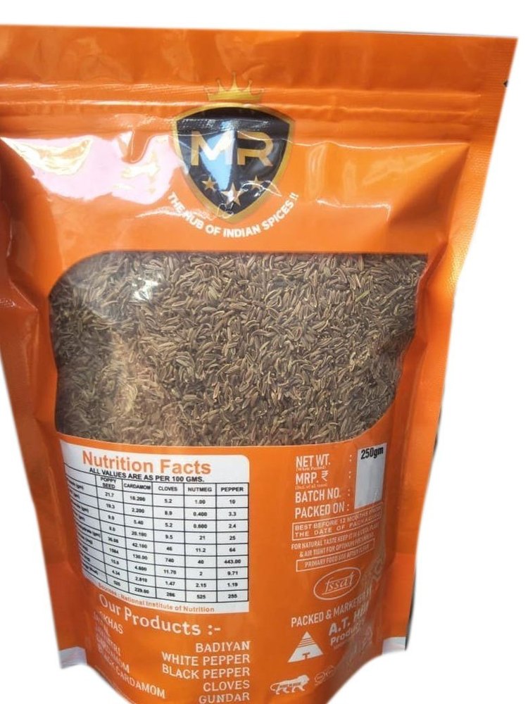 MR Brown Shah Jeera Caraway Seeds, Packaging Type: Plastic Zipper Bag, Packaging Size: 250 Gram