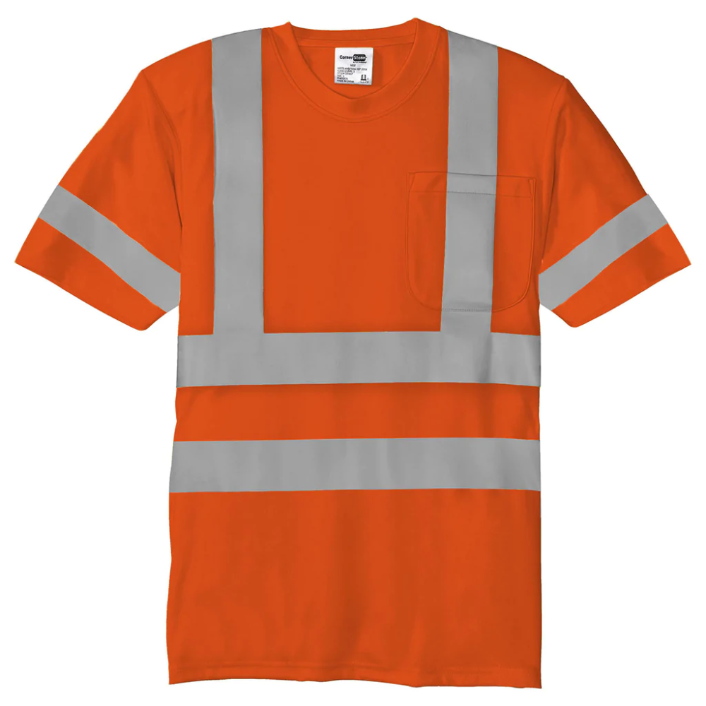 Polyester Round Orange Reflective T Shirt, Large