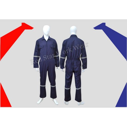 Reflective Navy Blue Cotton Industrial Boiler Suit, Model Name/Number: Rs0c008