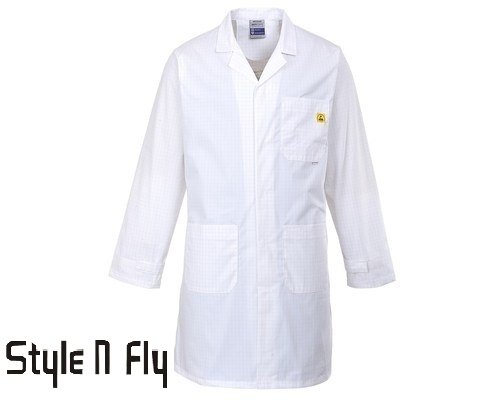 Sky, White ESD Apron, Size: Free Size