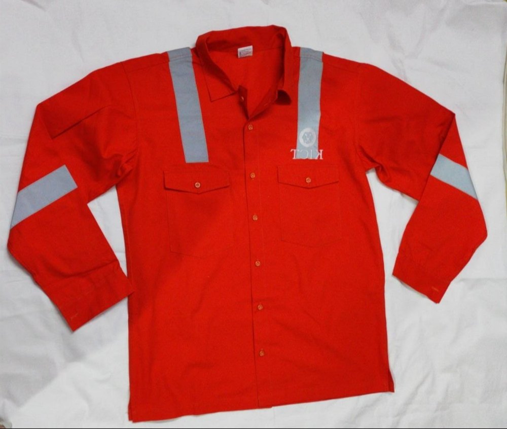 Men High Visibility Safety Shirt, Plain/Solids, Red