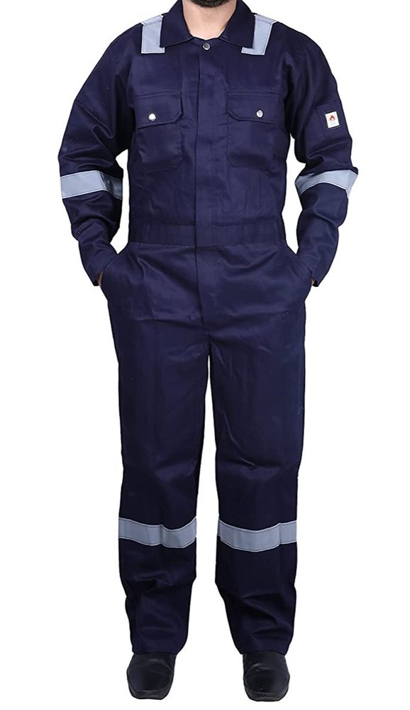 Cotton Blue Industrial Safety Coverall Suit, Size: S, M And L