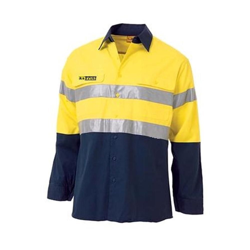 Yellow And Navy Blue Mens Industrial Safety Shirts