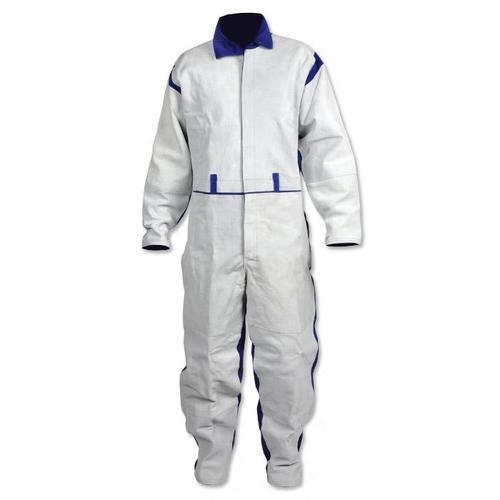 White And Blue Polyester Sand Blasting White Suit