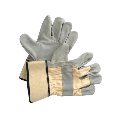 Grey and Brown Canadian Split Leather Gloves img