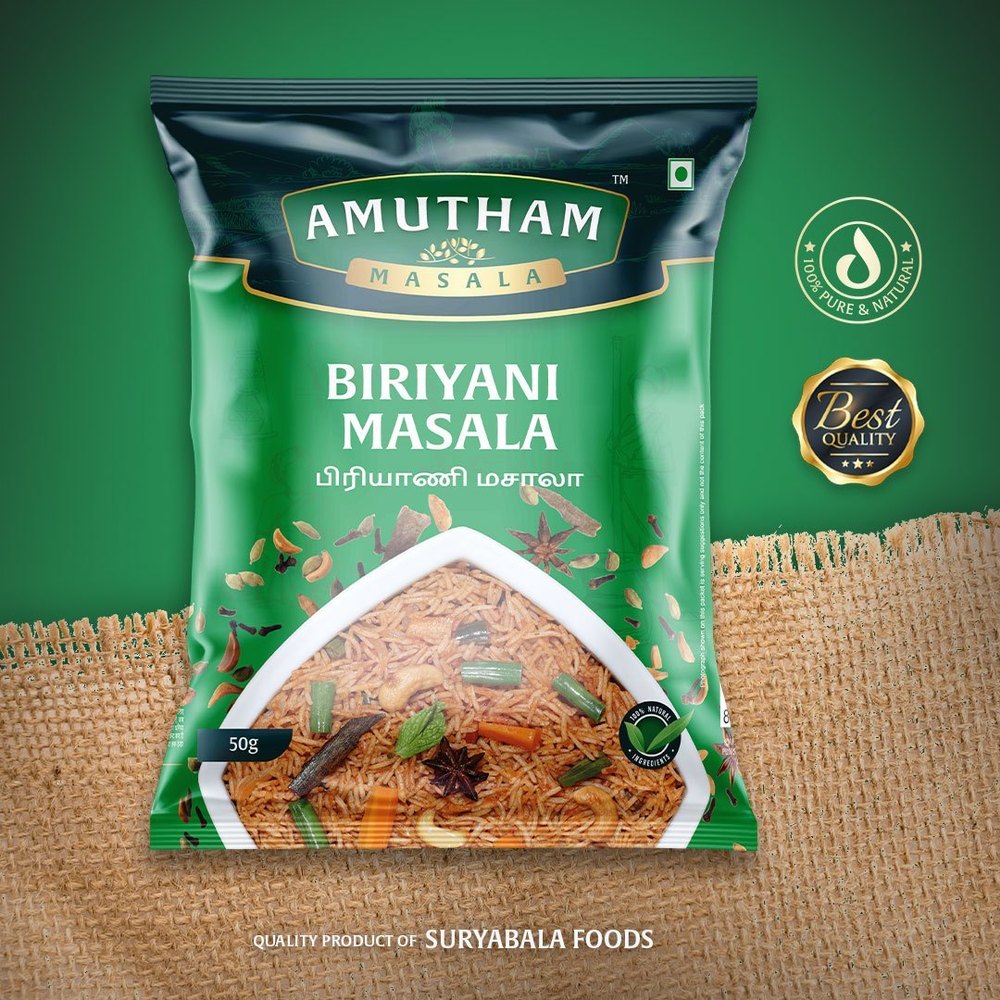 Amutham Biriyani Masala, Packaging Size: 50 g, Packaging Type: Packets