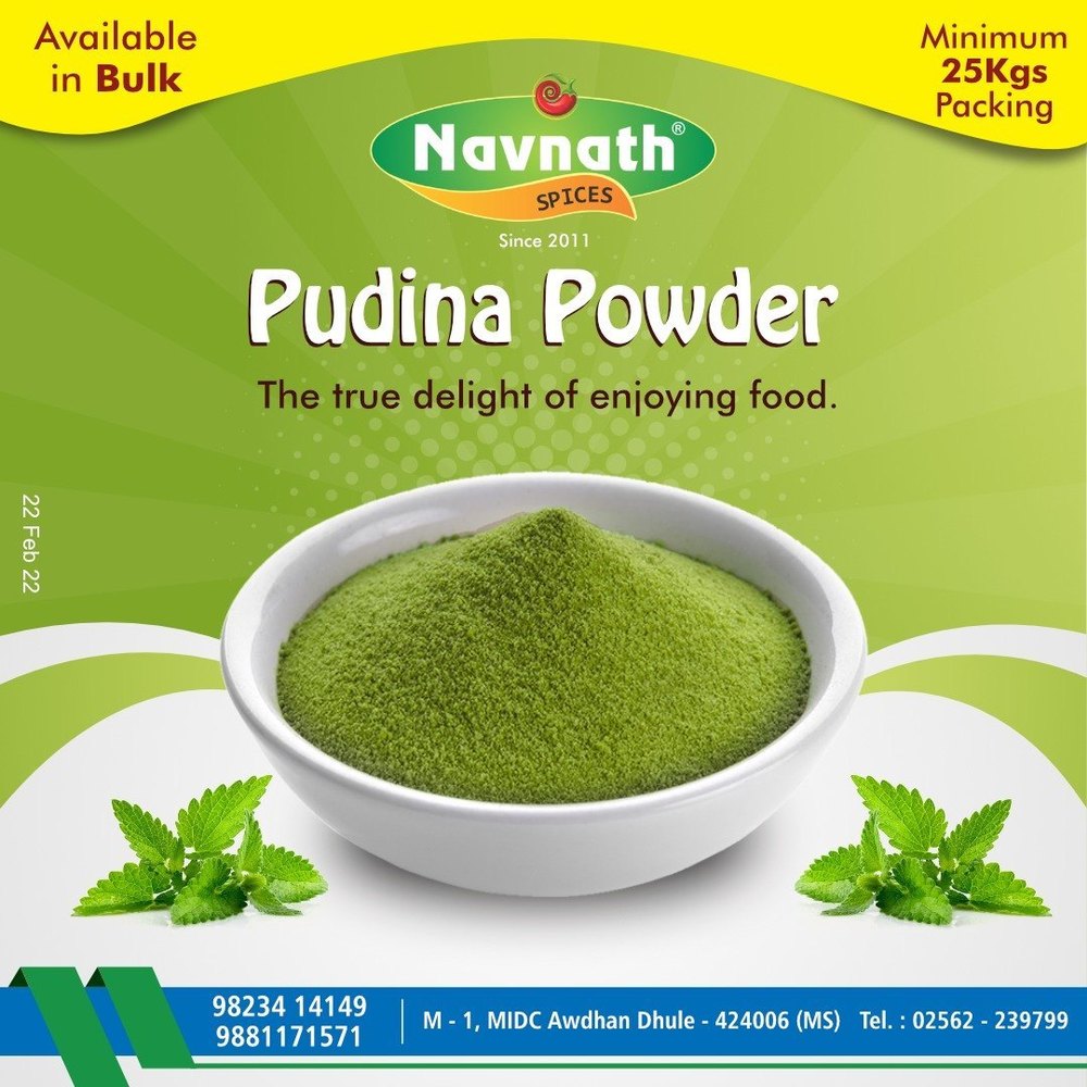 Mint Pudina Powder, Packaging Type: PP Bag and Box, Packaging Size: 25 Kg
