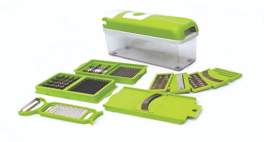 Stainless Steel Green Chopper Nicer Dicer With 13 Blades, For Home/Hotel