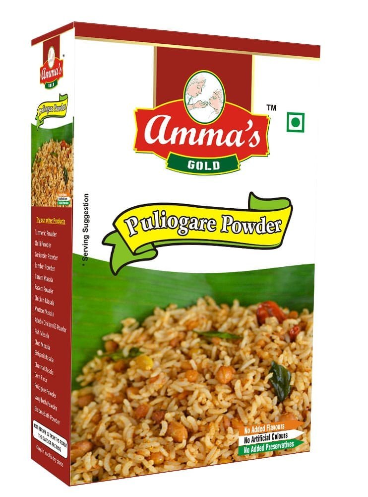 Amma\'s Gold Mutton Masala Puliogare Powder 100 grm, Packaging Type: Box img