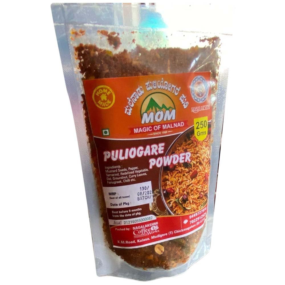 Mom 250gm Puliyogare Powder, Packaging Type: Packets