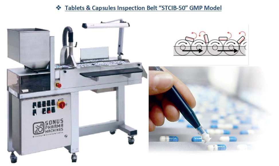 Tablets & Capsules Inspection Belt STCIB-50 GMP Model