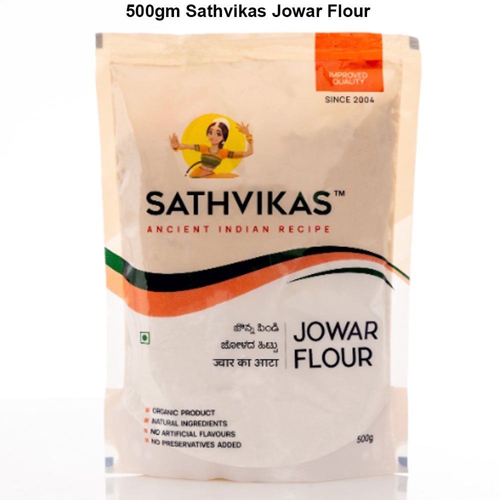 Indian Vegetarian 500gm Sathvikas Jowar Flour, Packaging Type: Packet