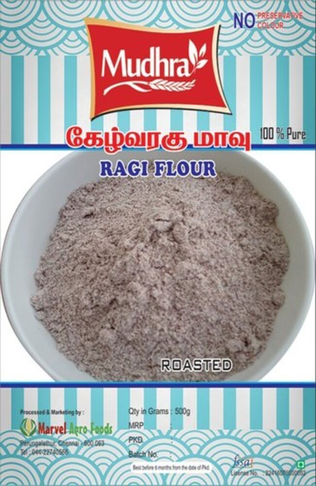 500gm Mudhra Roasted Ragi Flour, Packaging Type: Packet