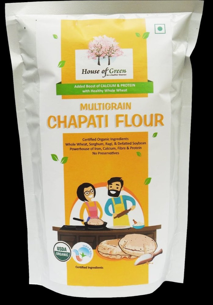 Whole Wheat Organic Multigrain Chapati Flour, 1 Kg, Packaging Type: Packet