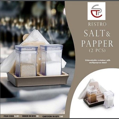 PT Plastics Restro Salt & Papper 2pcs, Packaging Size: 100 g, Packaging Type: Box img