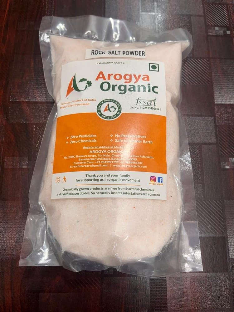 Light Pink Arogya Organic 1kg Rock Salt Powder, Grade: A Grade img