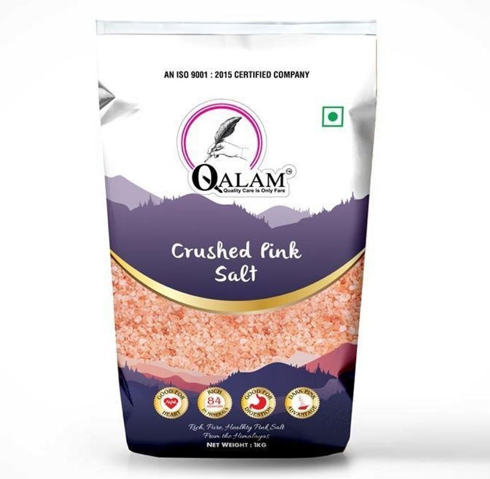 Qalam 1kg Crushed Pink Salt, Packaging Type: Packet, Grade: Food Grade