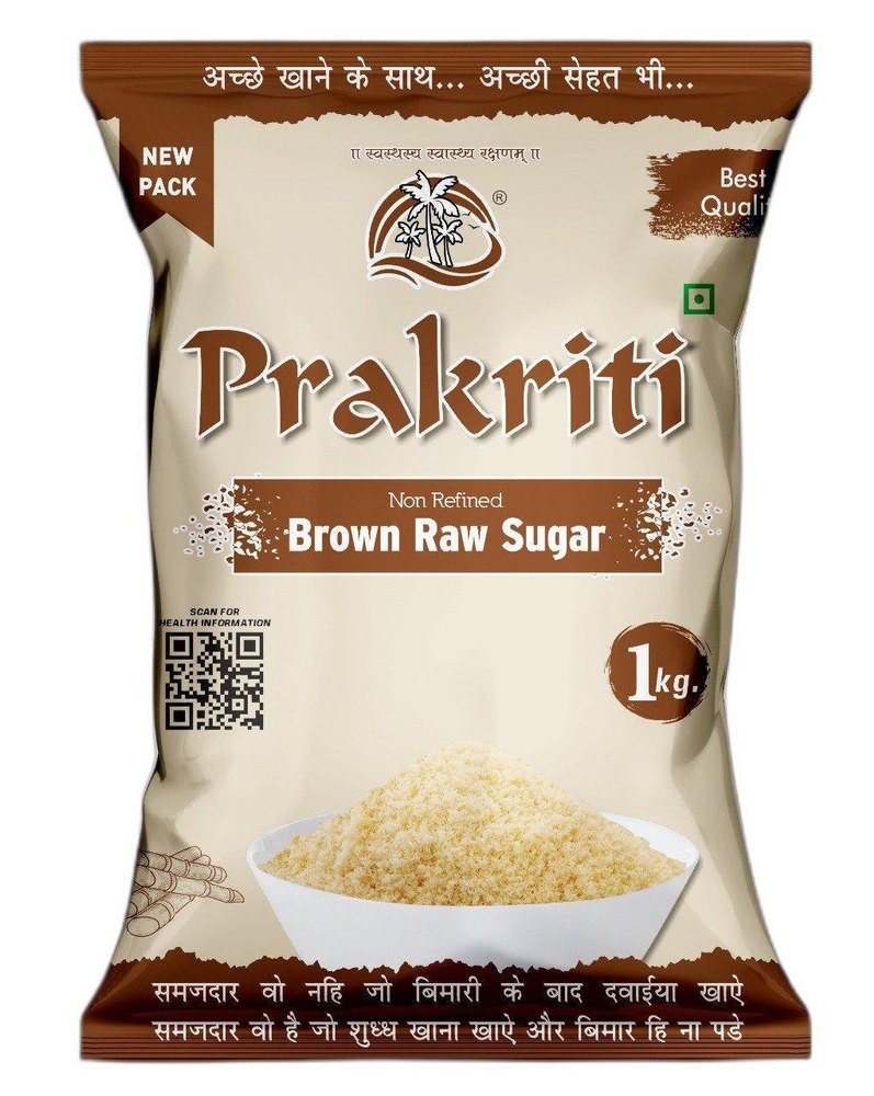 Natural 1Kg Prakriti Brown Raw Sugar, Powder