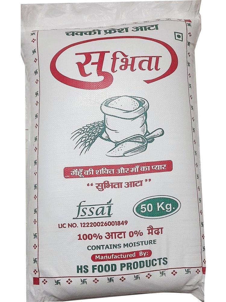 Indian Whole Wheat 50kg Subhita Chakki Fresh Atta, Packaging Type: Bag