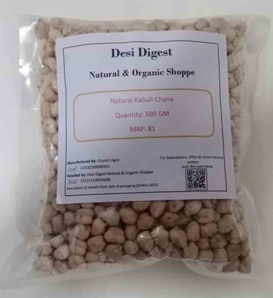 Desi Digest Indian Organic Kabuli Chana, Packaging Size: 500 G