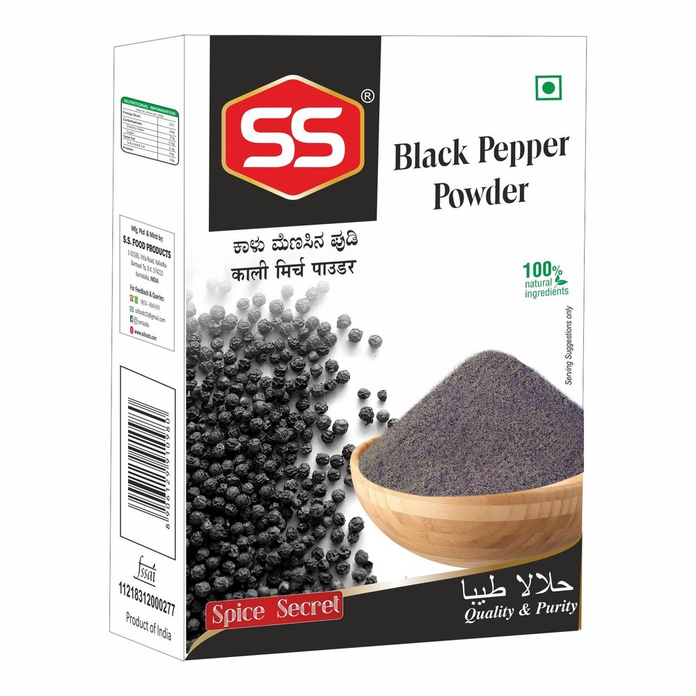 SS Spicy Black Pepper Powder, Packaging Type: Box, Packaging Size: 100g