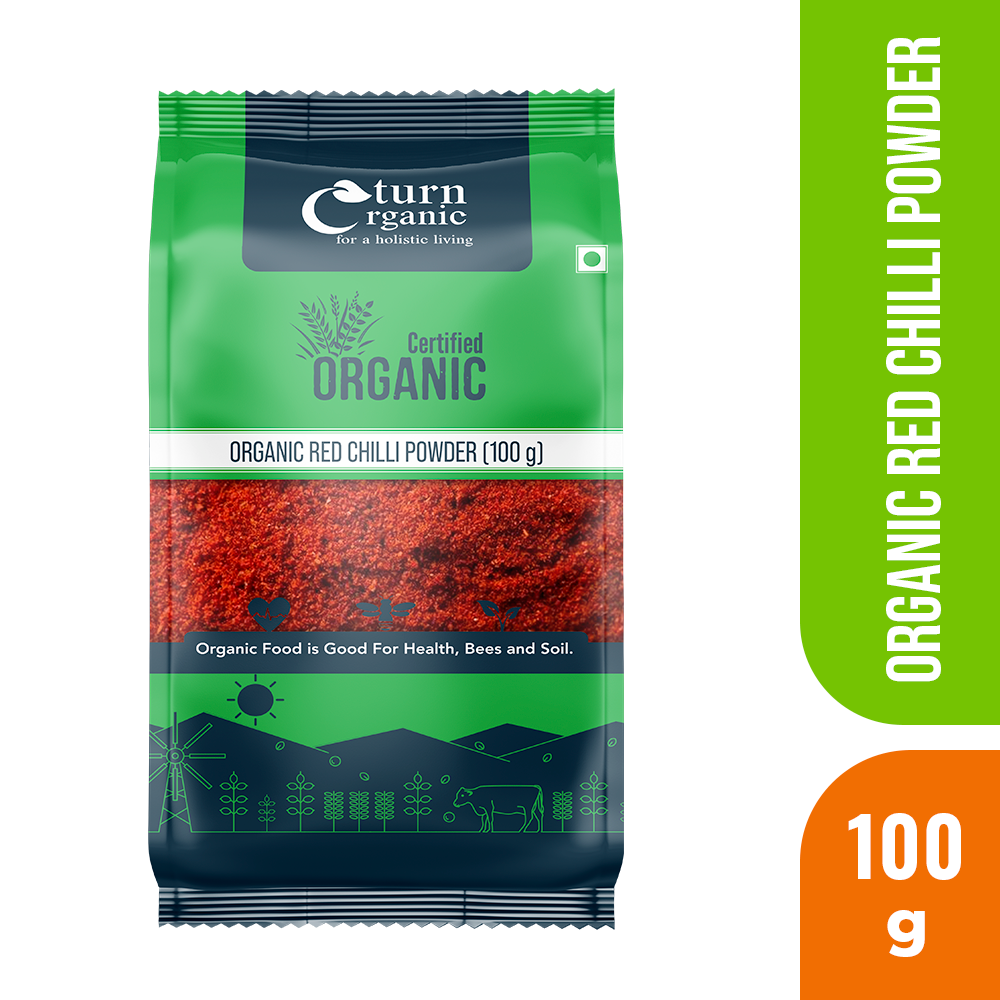 100gm Turn Organic Red Chilli Powder, Packets