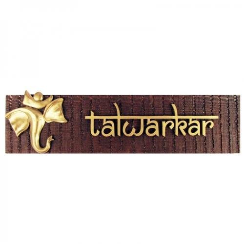 Wooden Brown Designer Name Plate, For Villa